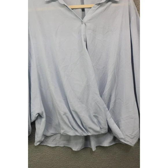 Umgee Light Blue Huge Dolan Balloon Sleeves Top-Size Large-Boho-Cottagecore - Picture 2 of 10